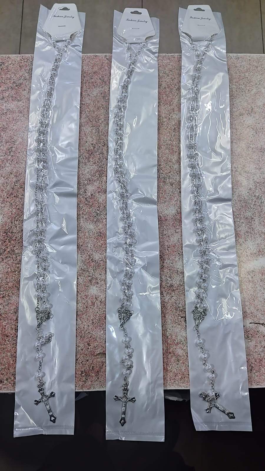 🙏✨ Rosario de Metal con Perlas Grandes ✨🙏