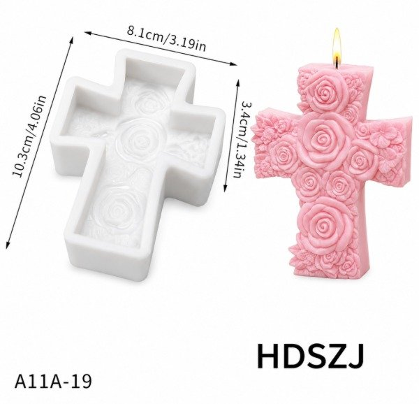 ✝️🌹 Molde Cruz con Rosa – Cod. 613 🌹✝️