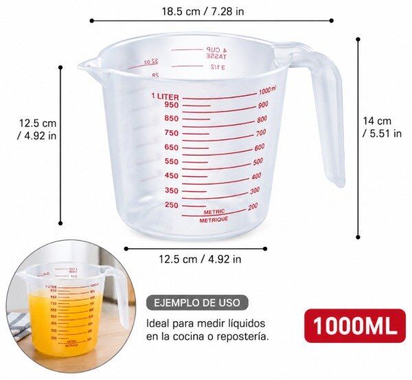 🥛 Jarra Medidora 1000 cc ✨